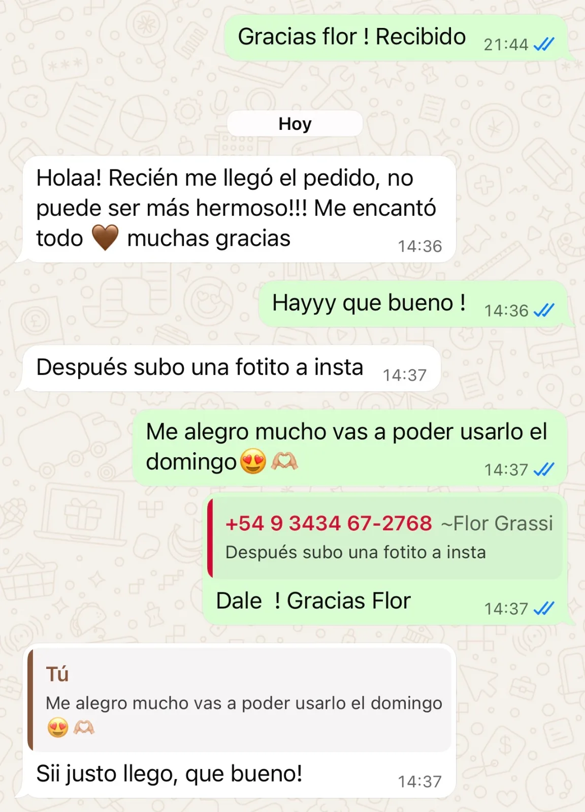 Reseña de una clienta